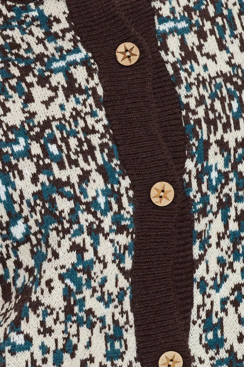 Print Button Front Knit Vest