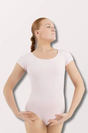 Short Sleeve Cotton/Lycra Leotard - Pink