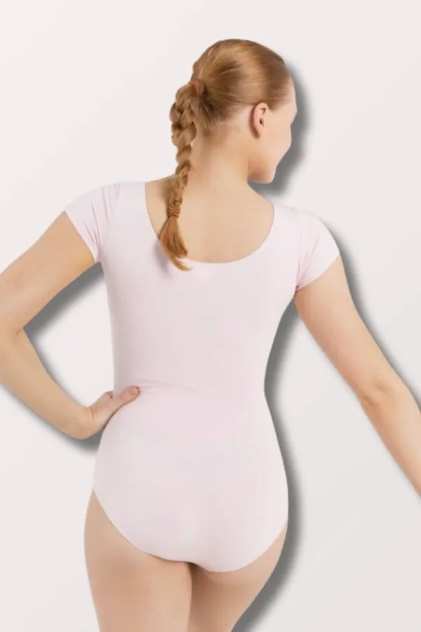Short Sleeve Cotton/Lycra Leotard - Pink