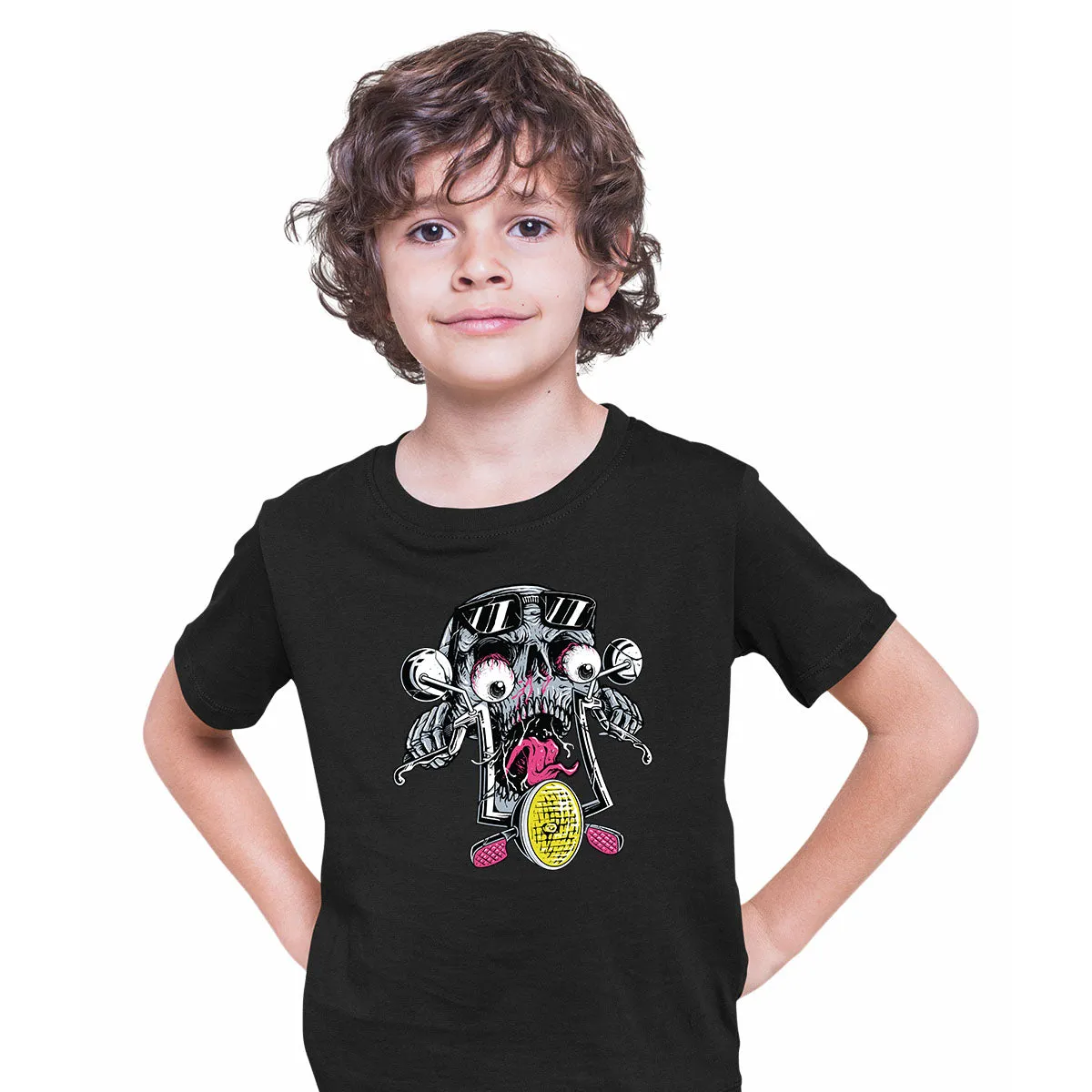 Skull Bike Biker Motorbike Motorcycle Enthusiast Custom Bike Kid's Tee
