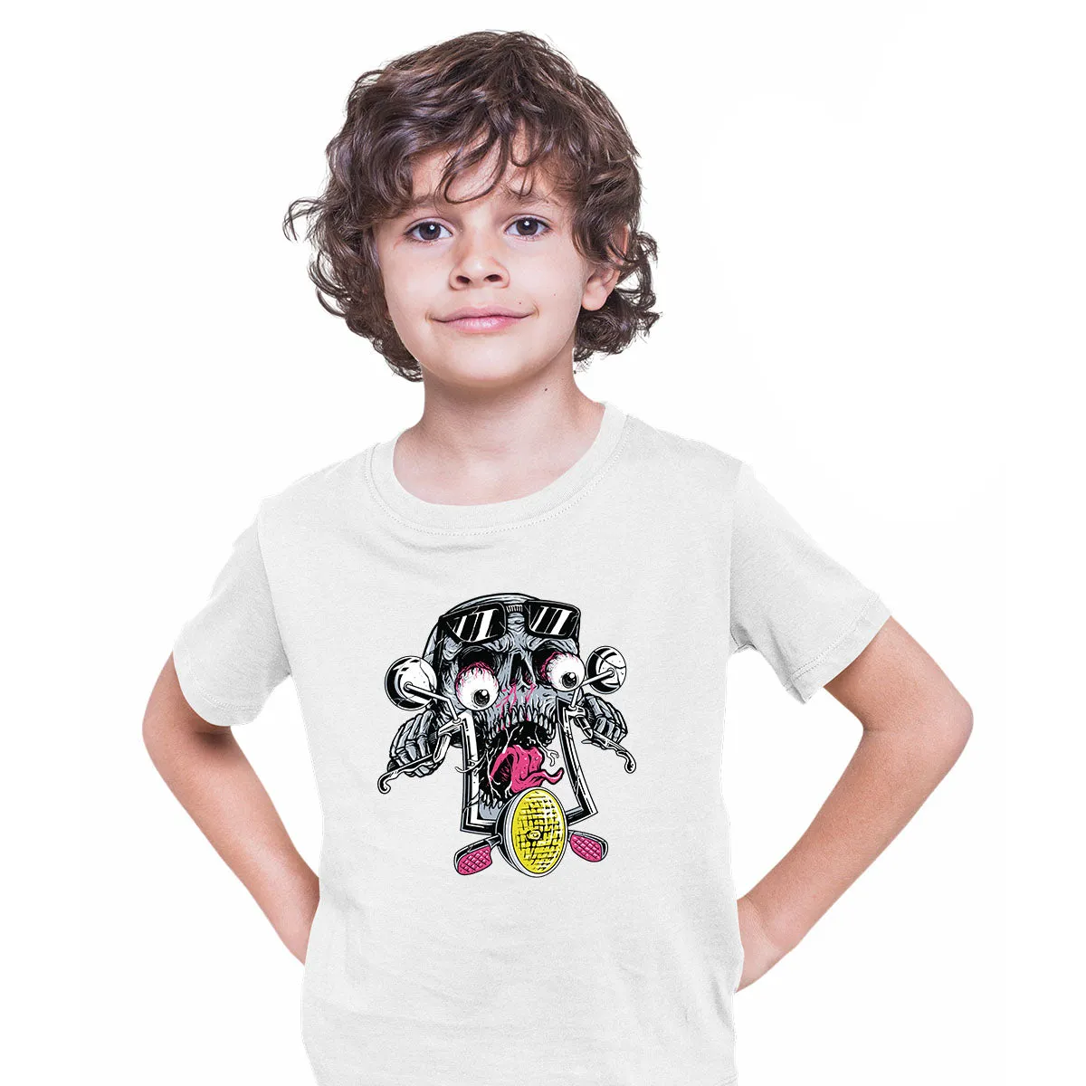 Skull Bike Biker Motorbike Motorcycle Enthusiast Custom Bike Kid's Tee