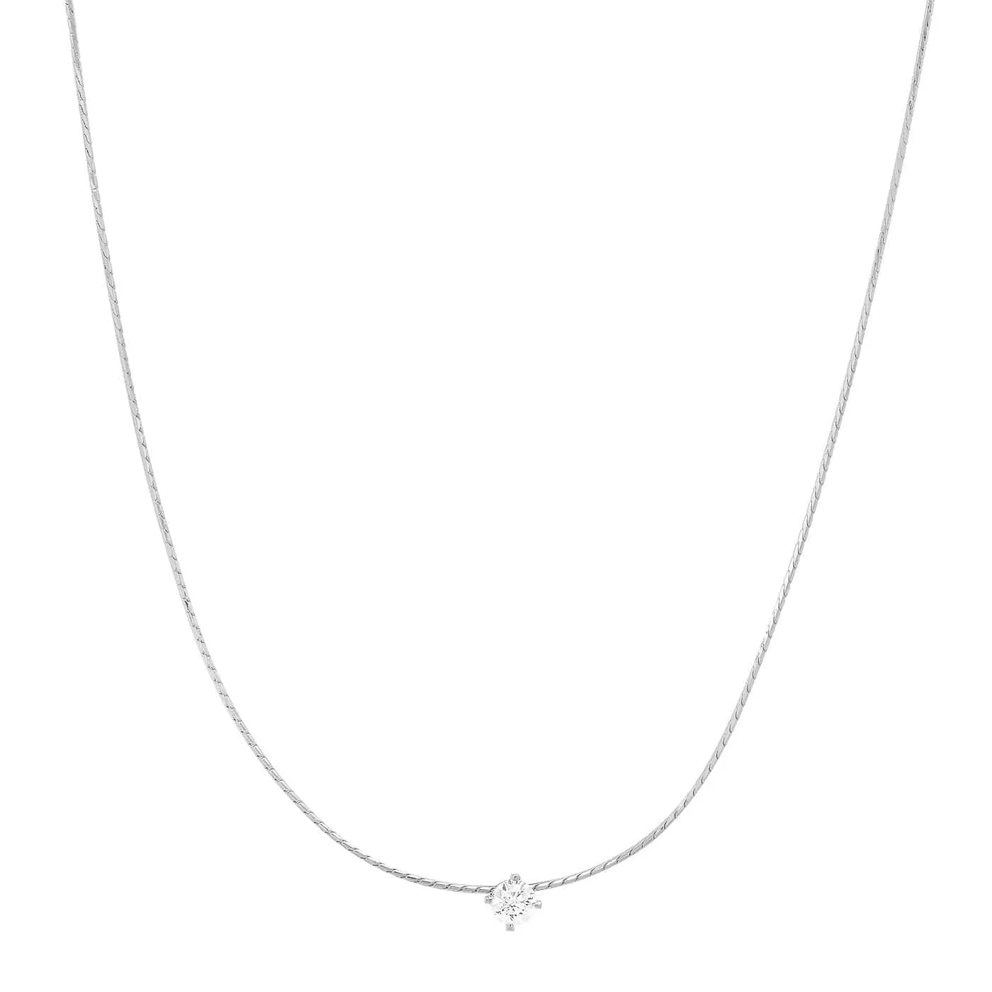 Snake Chain With Simple Cz Center Stone