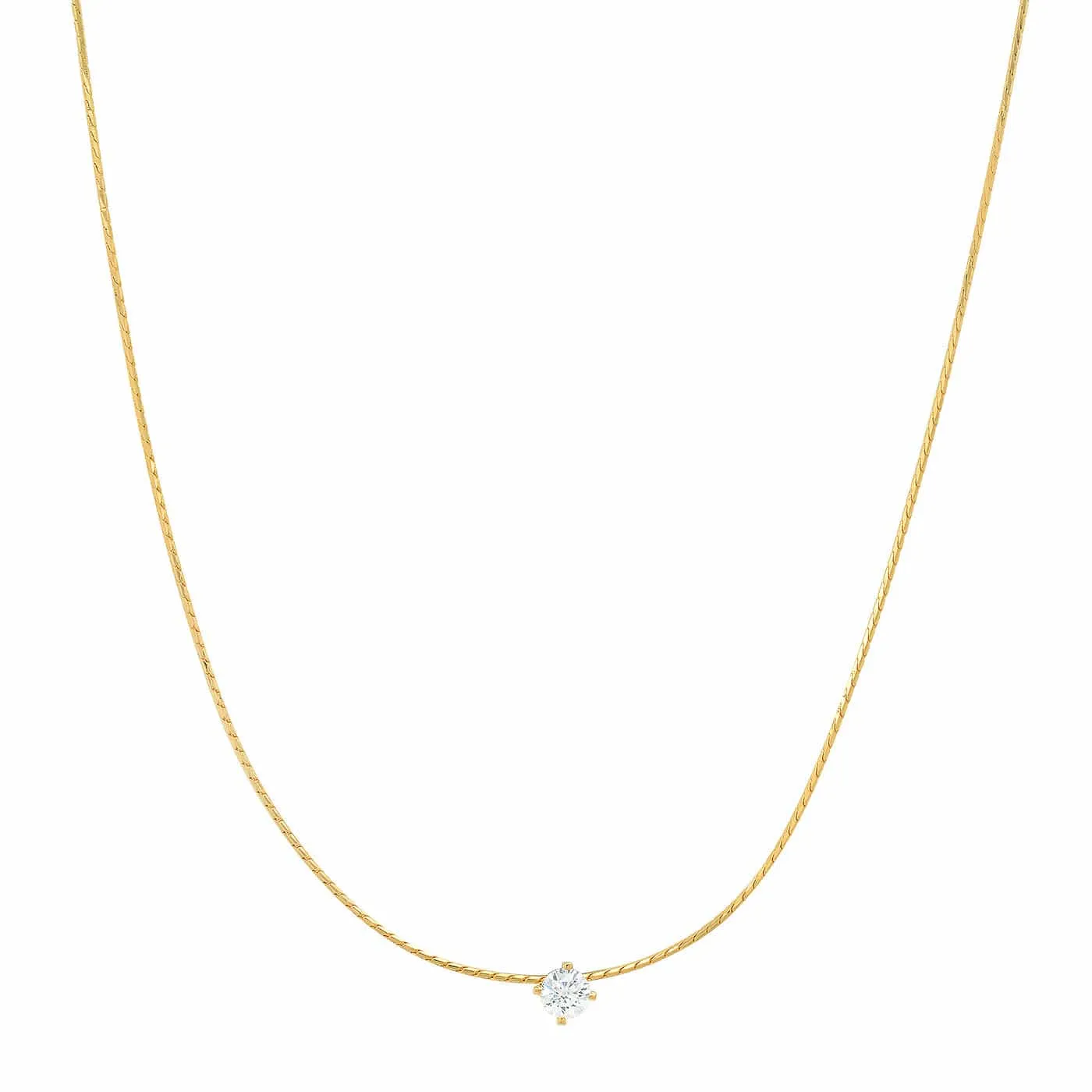 Snake Chain With Simple Cz Center Stone