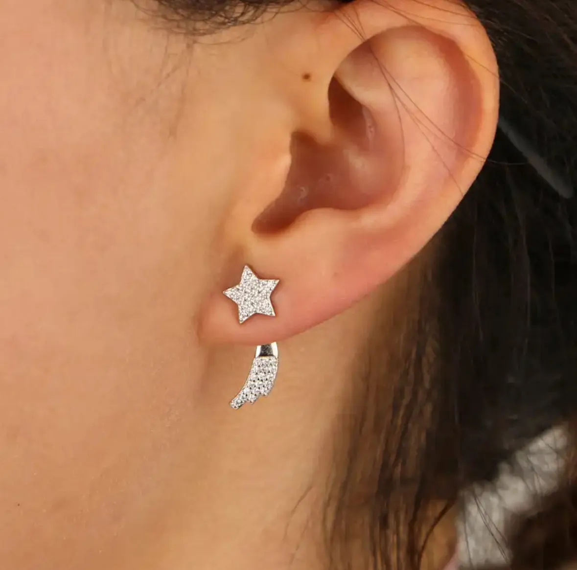 Star Pave Ear Jacket Earrings