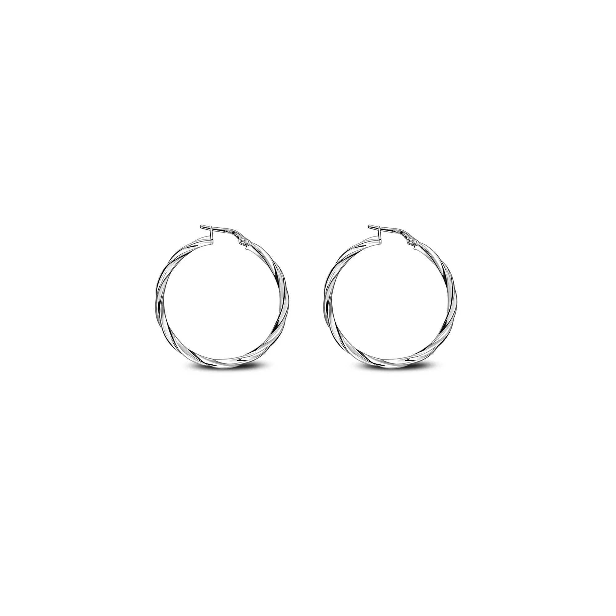 Sterling Silver 15mm Twist Hoop Earrings