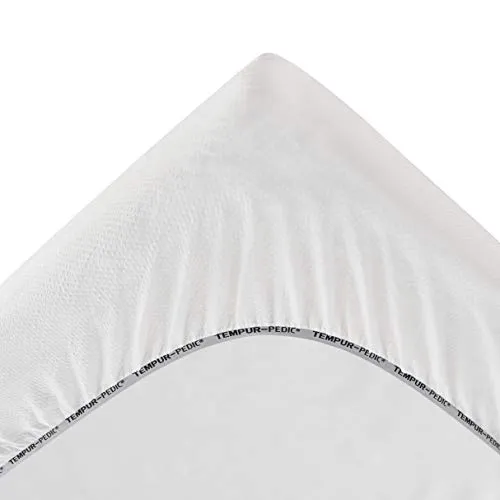 Tempur-Pedic Cool Luxury Mattress Protector, King, White & Cool Luxury Zippered Pillow Protector, King, White