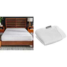 Tempur-Pedic Cool Luxury Mattress Protector, King, White & Cool Luxury Zippered Pillow Protector, King, White