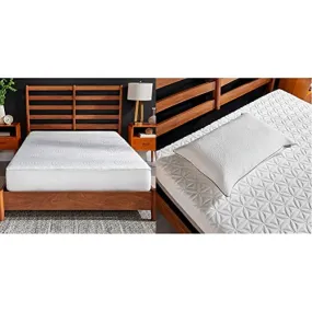 Tempur-Pedic Cool Luxury Mattress Protector, King, White & TEMPUR-Protect Pillow Protector, King - 37.5" x 20", White