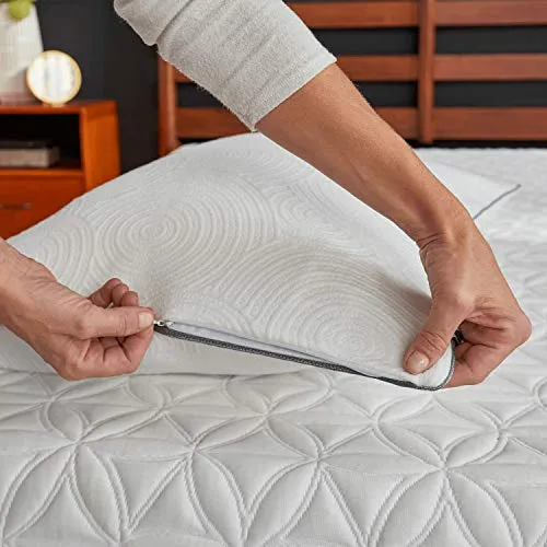 Tempur-Pedic Cool Luxury Mattress Protector, King, White & TEMPUR-Protect Pillow Protector, King - 37.5" x 20", White