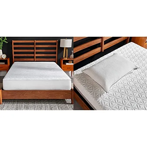 Tempur-Pedic Cool Luxury Mattress Protector, King, White & TEMPUR-Protect Pillow Protector, King - 37.5" x 20", White