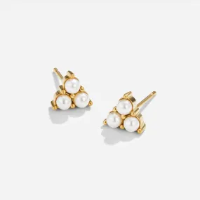 Trio Pearl Stud Earrings
