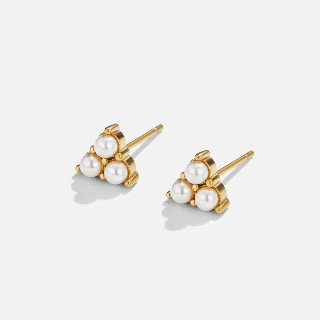 Trio Pearl Stud Earrings