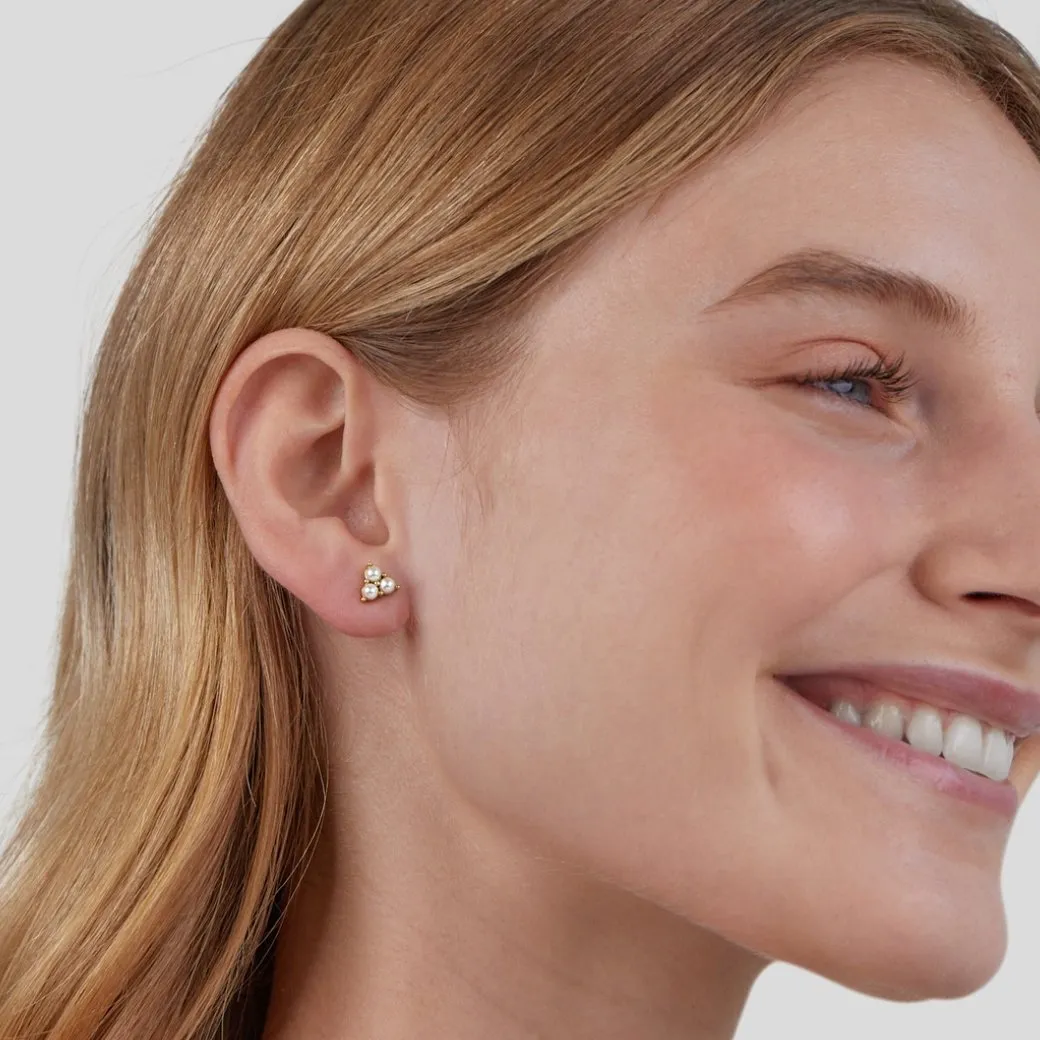 Trio Pearl Stud Earrings