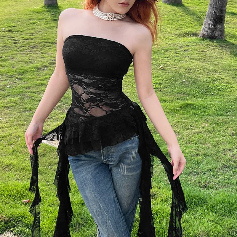 Uniwim cybergoth dress to impress 2024 Style Summer New Women's Solid Color Slim-Fit Street Fashion off-Shoulder Tube Top Backless Top