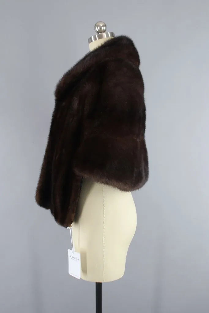 Vintage 1960s Brown Fur Wrap