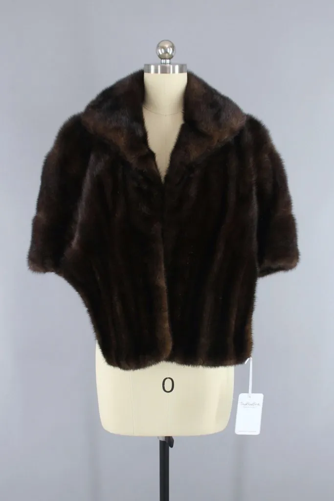 Vintage 1960s Brown Fur Wrap