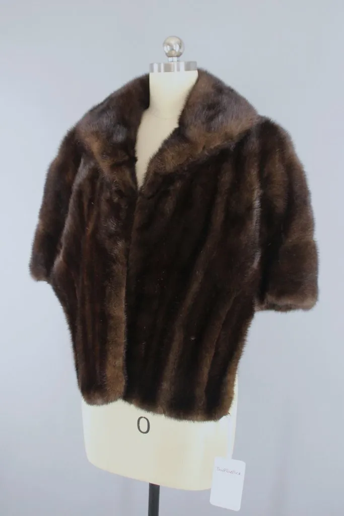 Vintage 1960s Brown Fur Wrap