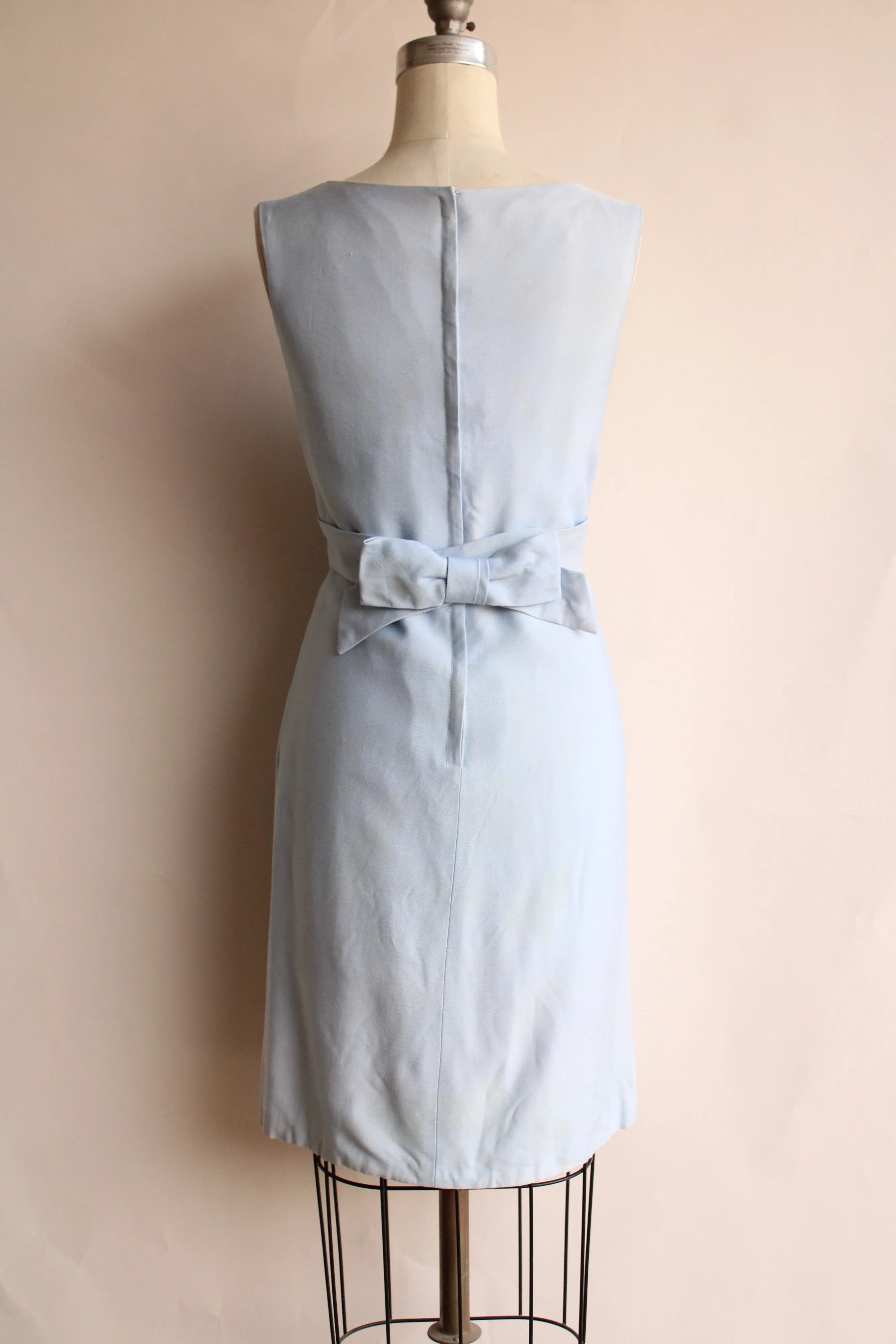 Vintage 1960s Emma Domb Pale Blue Dress with  Matching Jacket and Bow Belt