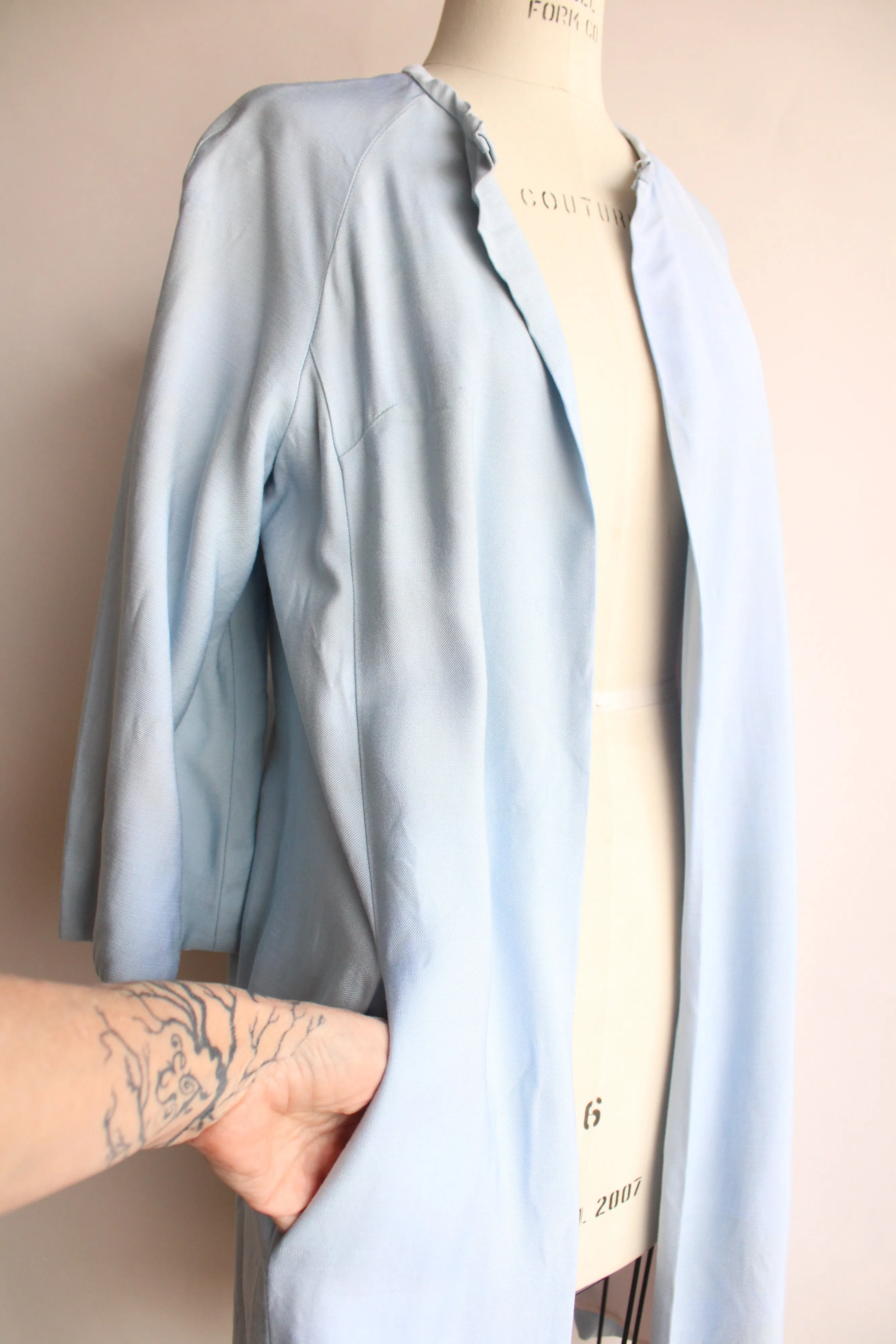 Vintage 1960s Emma Domb Pale Blue Dress with  Matching Jacket and Bow Belt