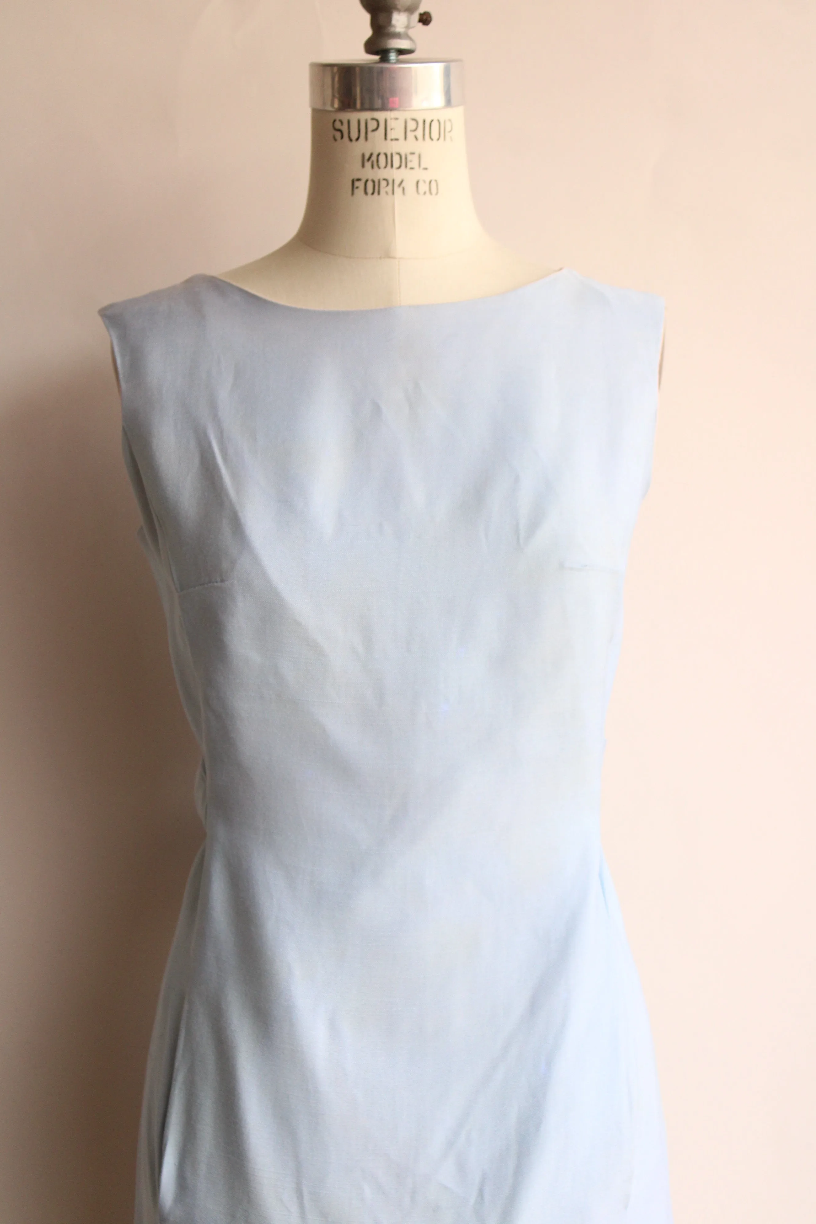 Vintage 1960s Emma Domb Pale Blue Dress with  Matching Jacket and Bow Belt