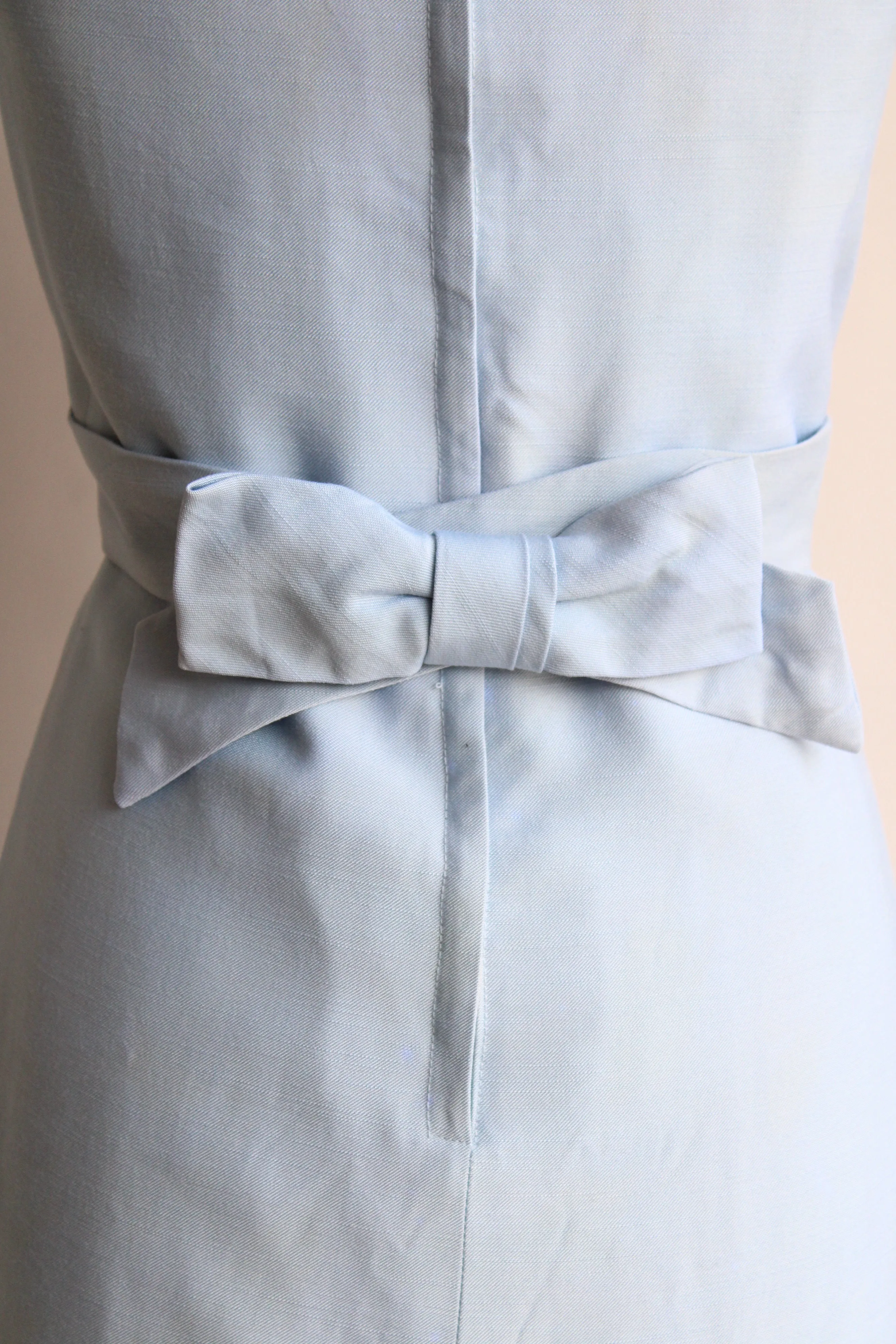 Vintage 1960s Emma Domb Pale Blue Dress with  Matching Jacket and Bow Belt