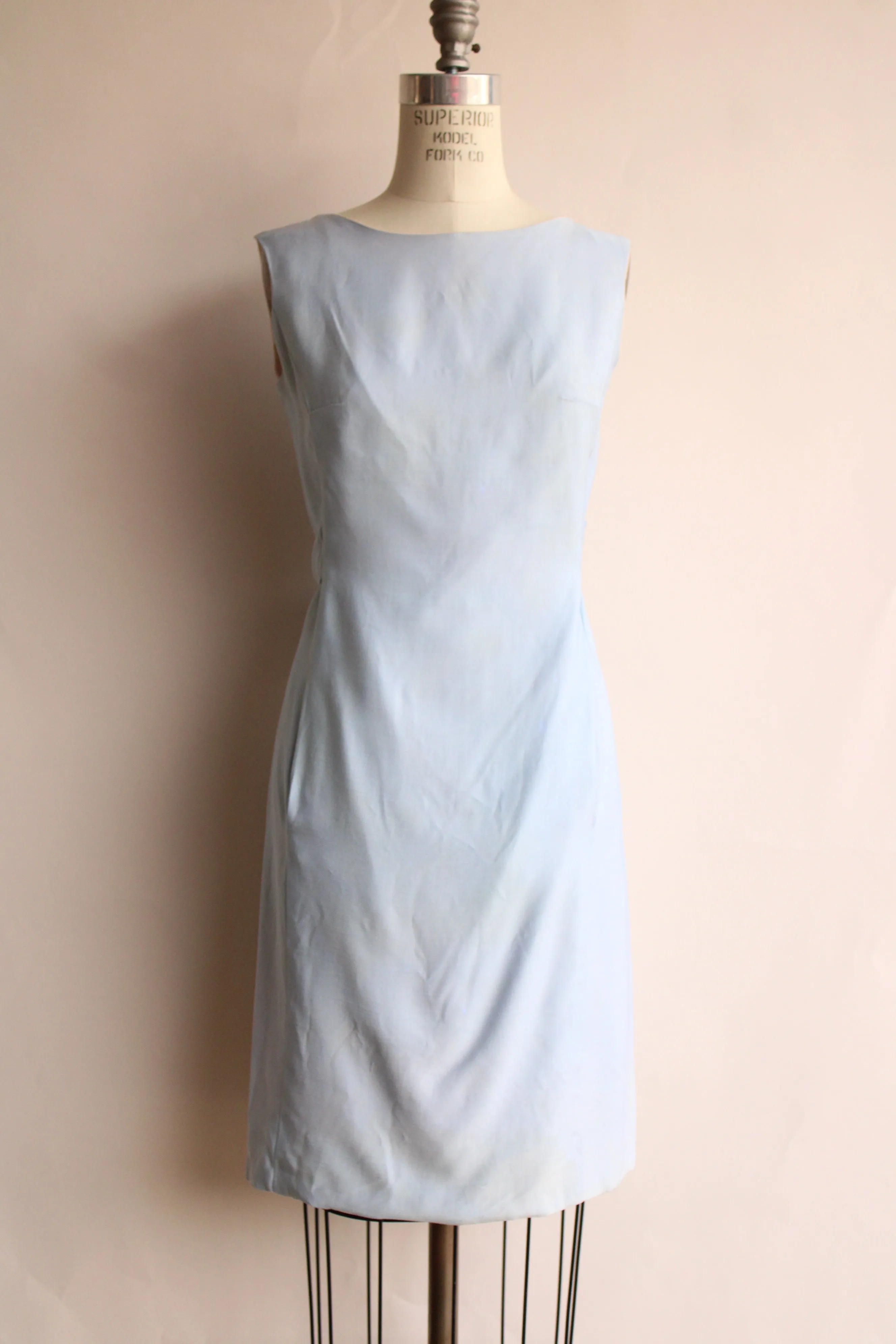 Vintage 1960s Emma Domb Pale Blue Dress with  Matching Jacket and Bow Belt