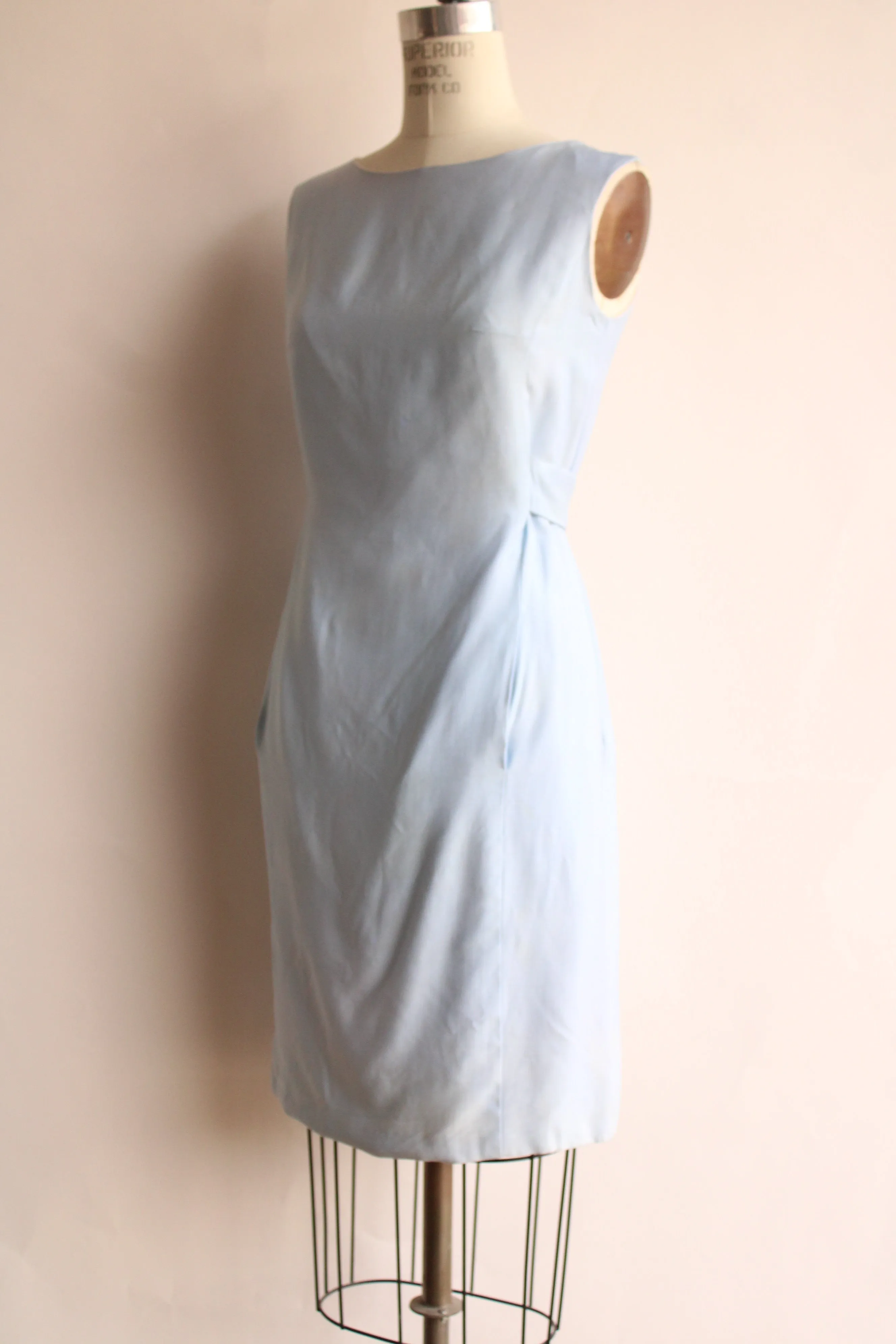 Vintage 1960s Emma Domb Pale Blue Dress with  Matching Jacket and Bow Belt