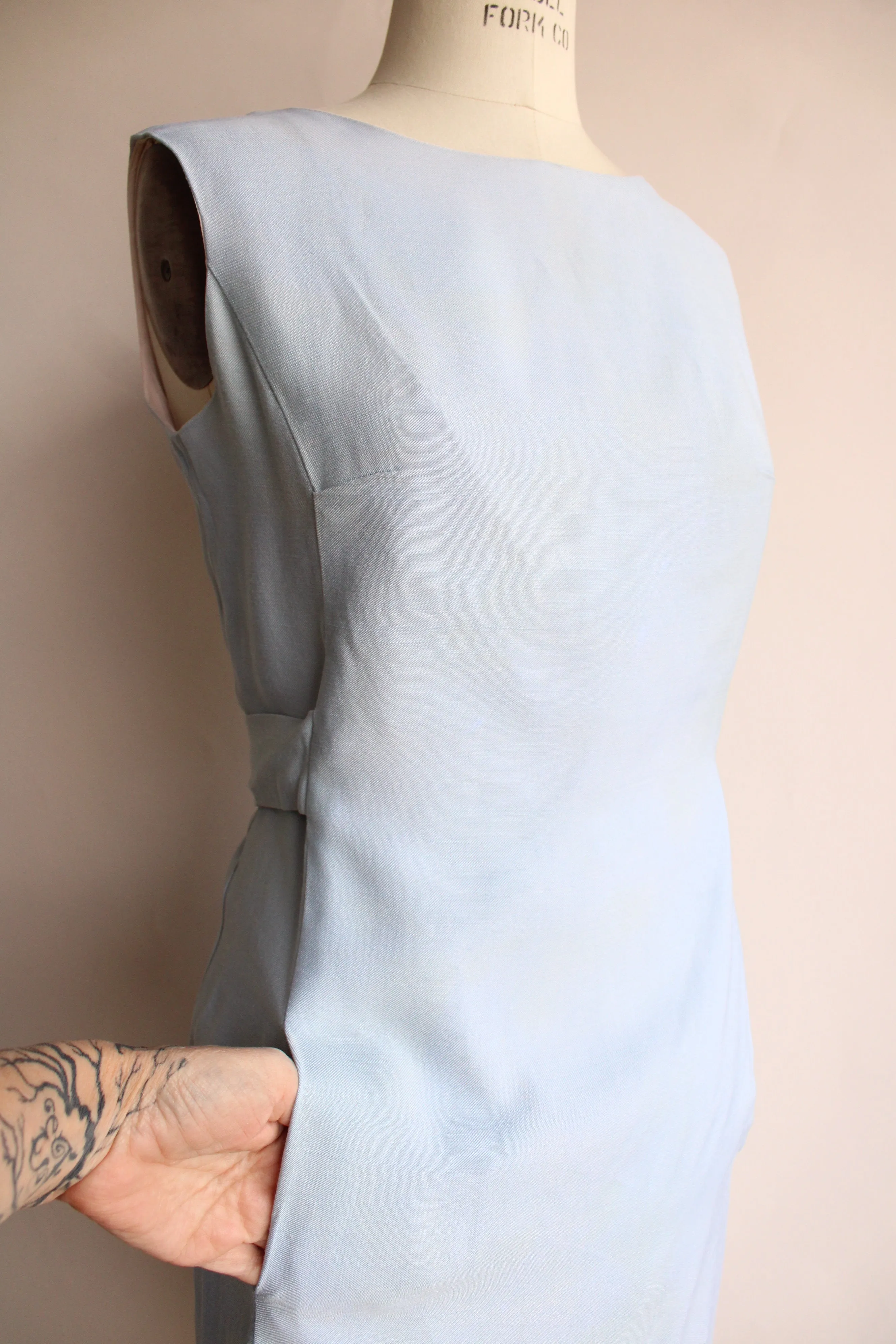 Vintage 1960s Emma Domb Pale Blue Dress with  Matching Jacket and Bow Belt