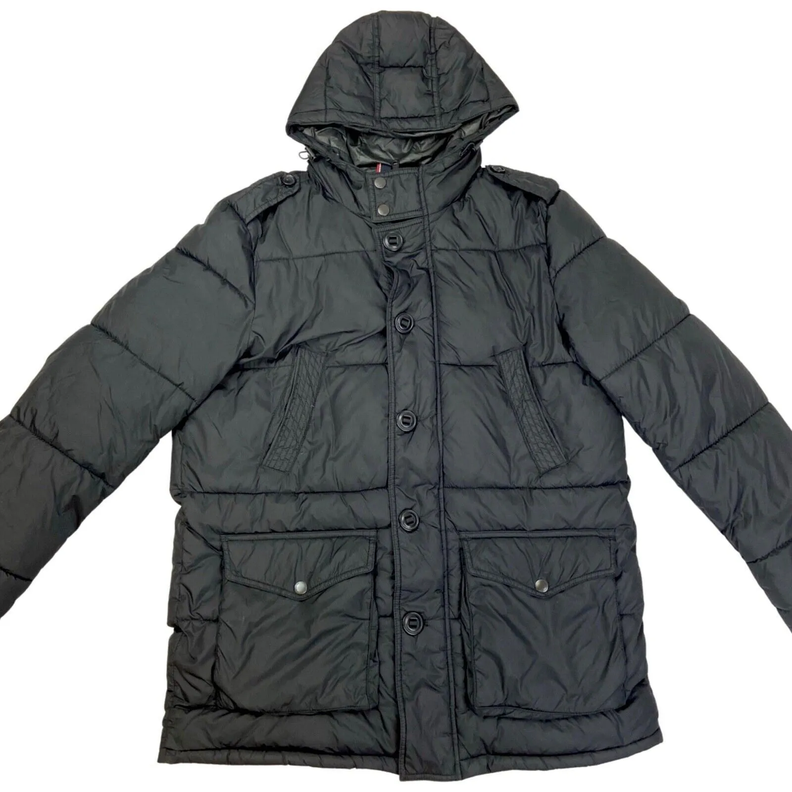 Vintage 90s 00s Black Tommy Hilfiger Puffa Jacket XL
