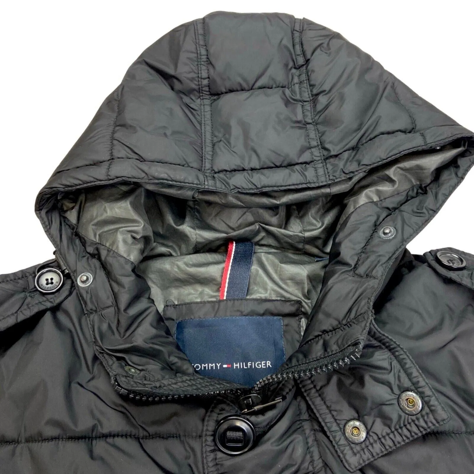Vintage 90s 00s Black Tommy Hilfiger Puffa Jacket XL