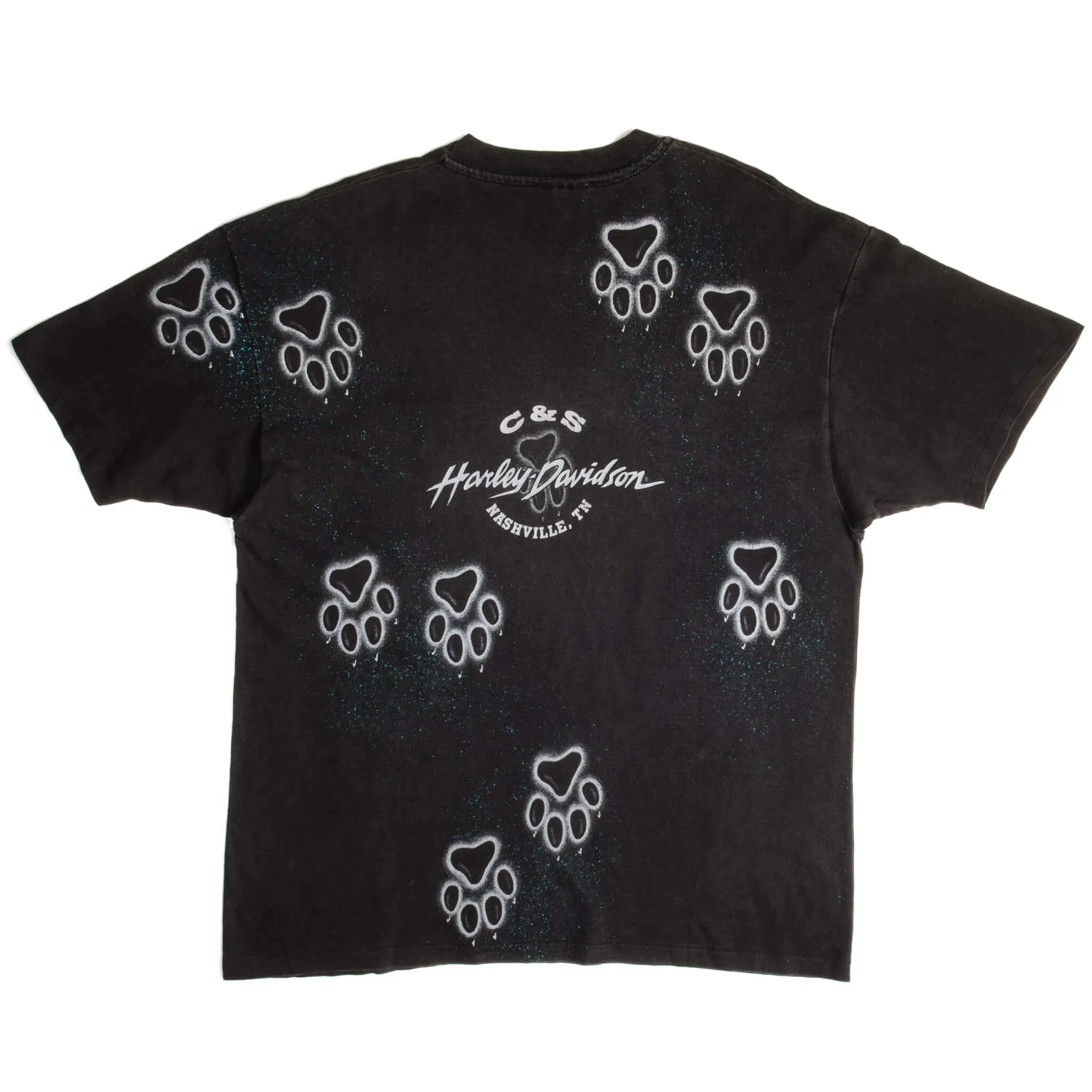 VINTAGE ALL OVER PRINT HARLEY DAVIDSON TEE SHIRT 1990s SIZE LARGE MADE IN USA