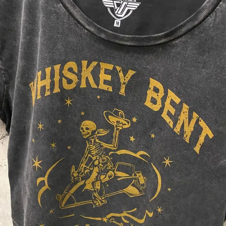 Whiskey Bent Hellbound Regular Cropped Acid Wash T-Shirt