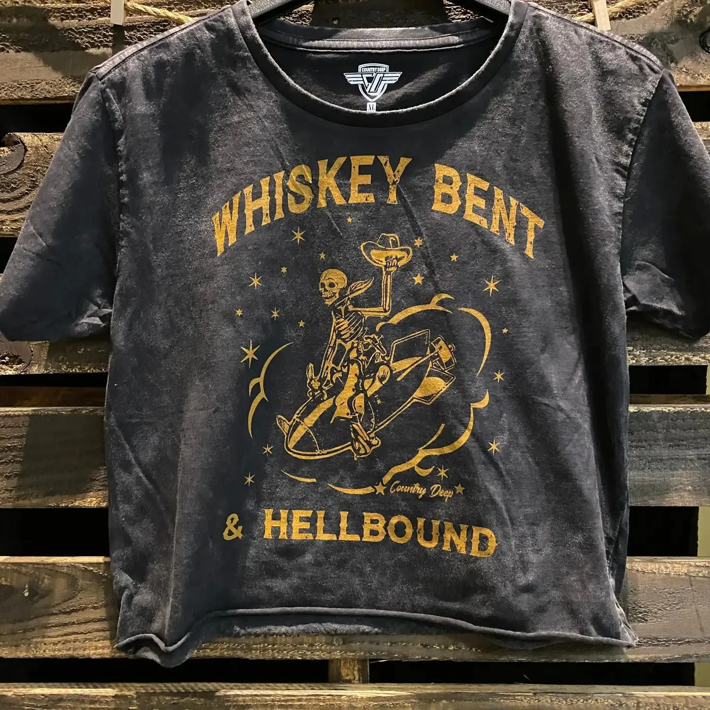 Whiskey Bent Hellbound Regular Cropped Acid Wash T-Shirt