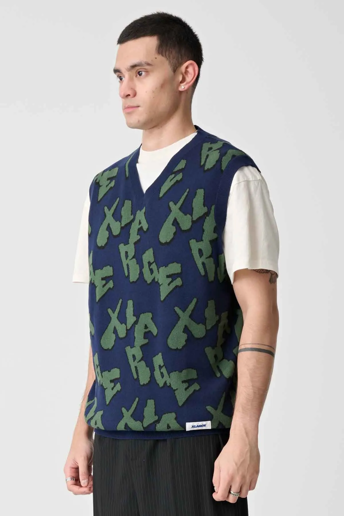 XL DROP KNIT VEST - NAVY