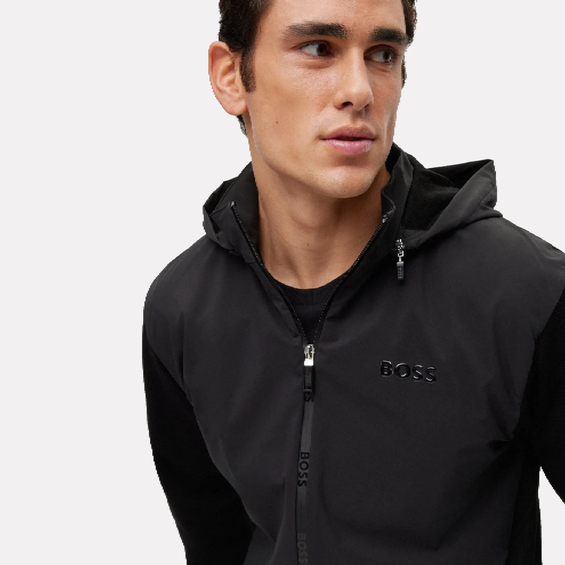 Zimor Relaxed-Fit Hooded Jacket with Logo Inserts / Black