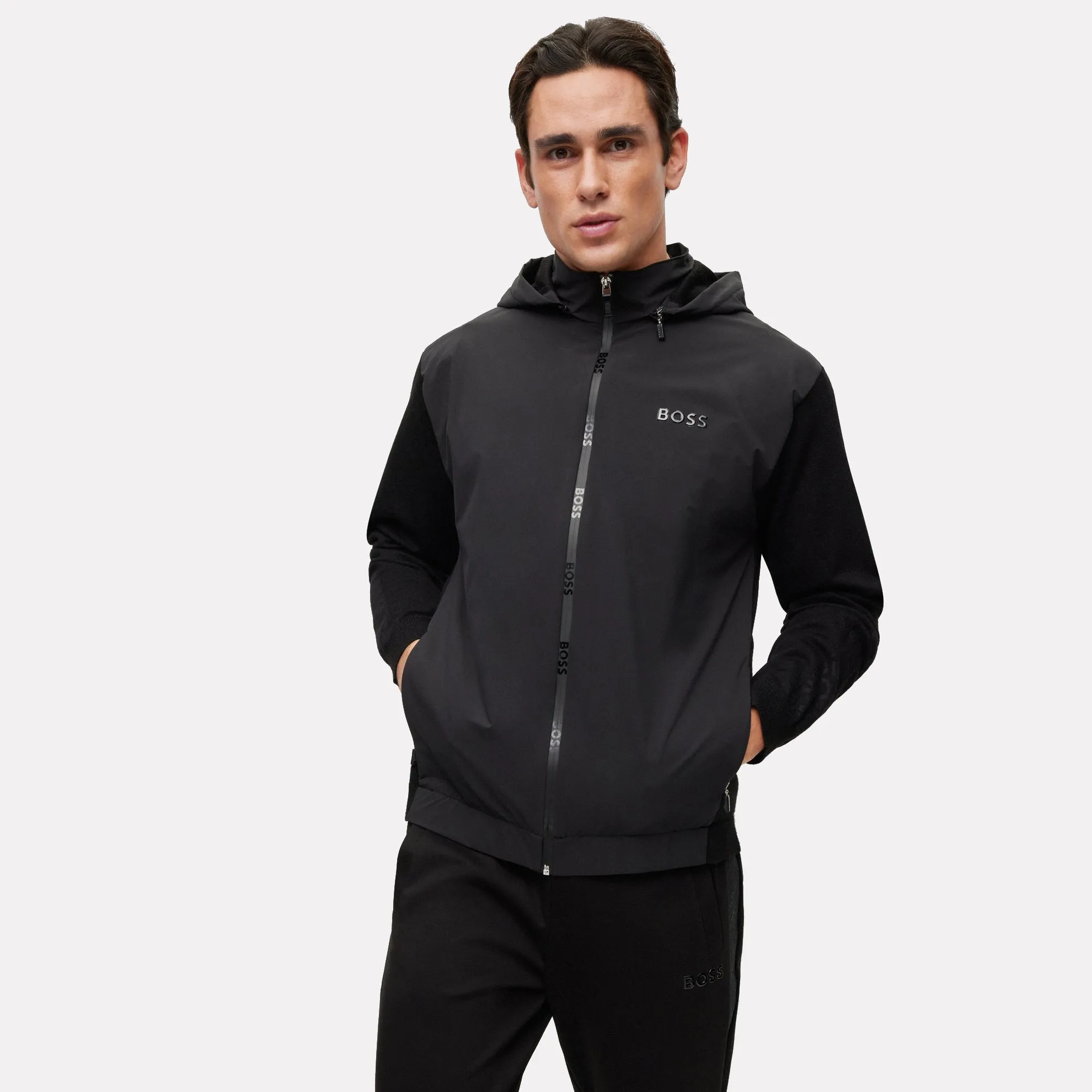 Zimor Relaxed-Fit Hooded Jacket with Logo Inserts / Black