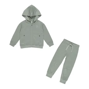 Zip-Up Tech Hoodie & Joggers Set | Heathered Eucalyptus